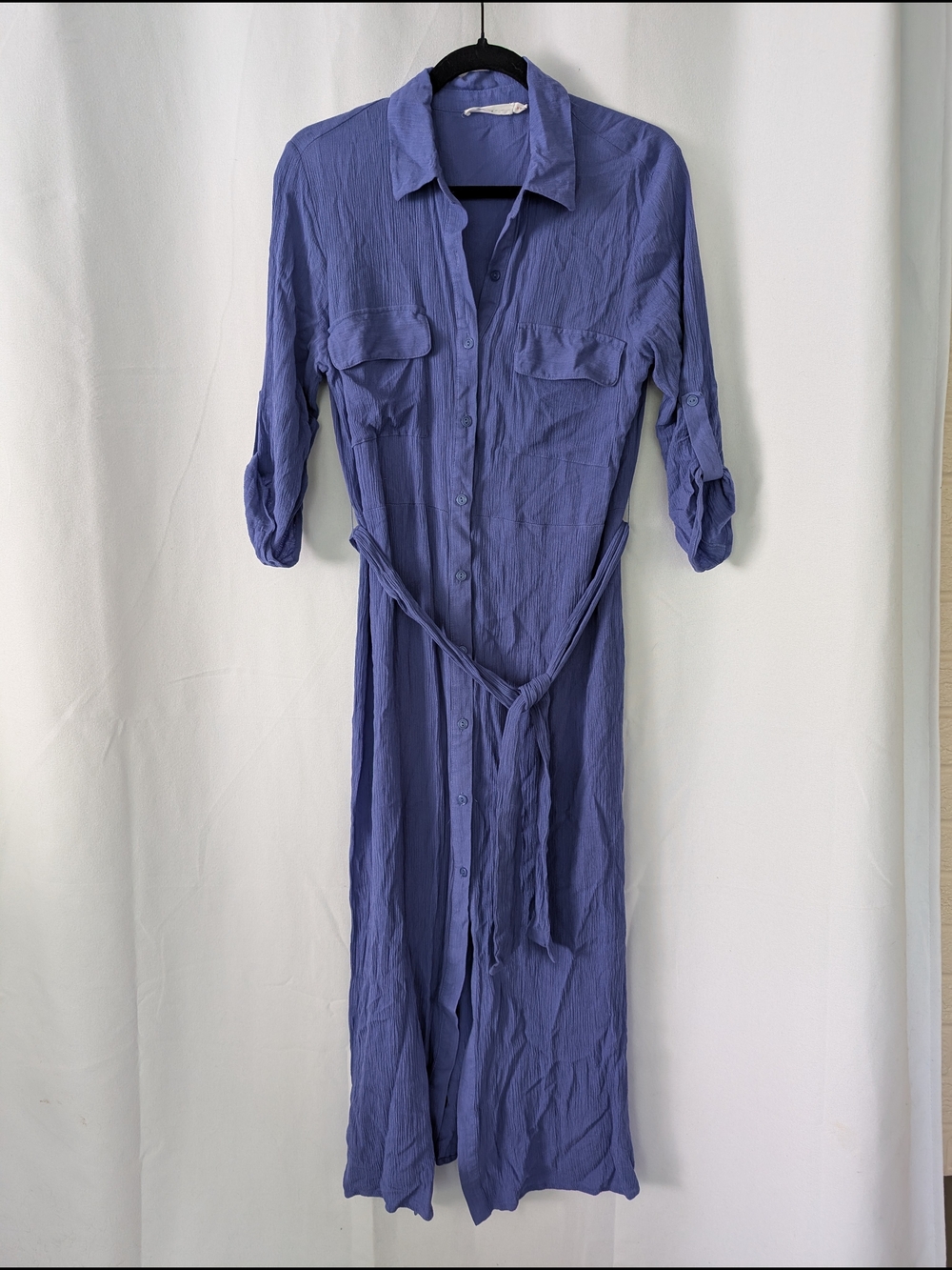Lush Periwinkle Button-Front Maxi Shirt Dress